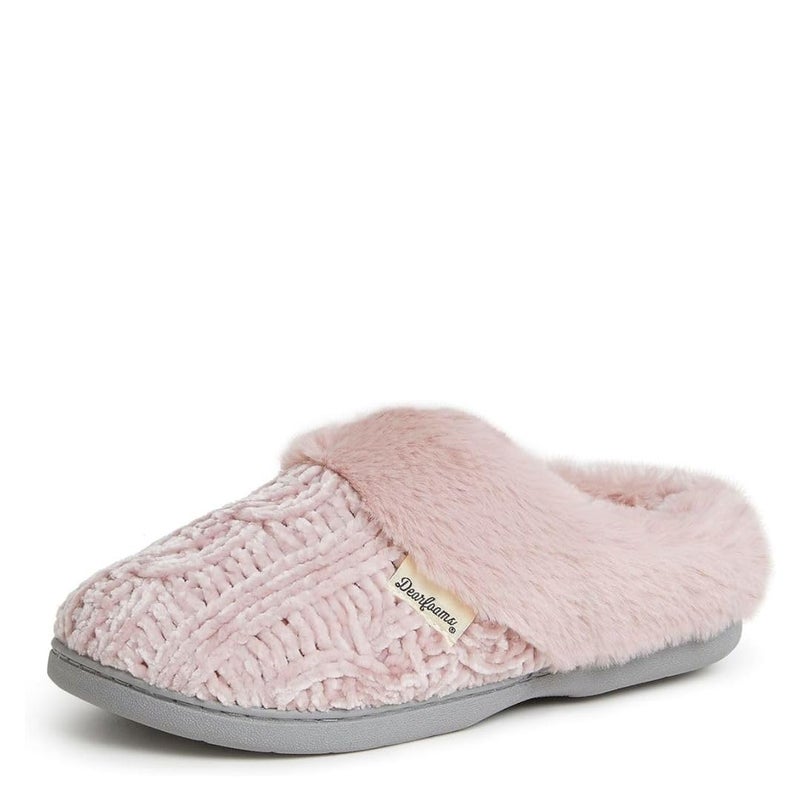 Dearfoams womens Claire Marled Chenille Knit Clog Slipper, Pale Mauve, Large US
